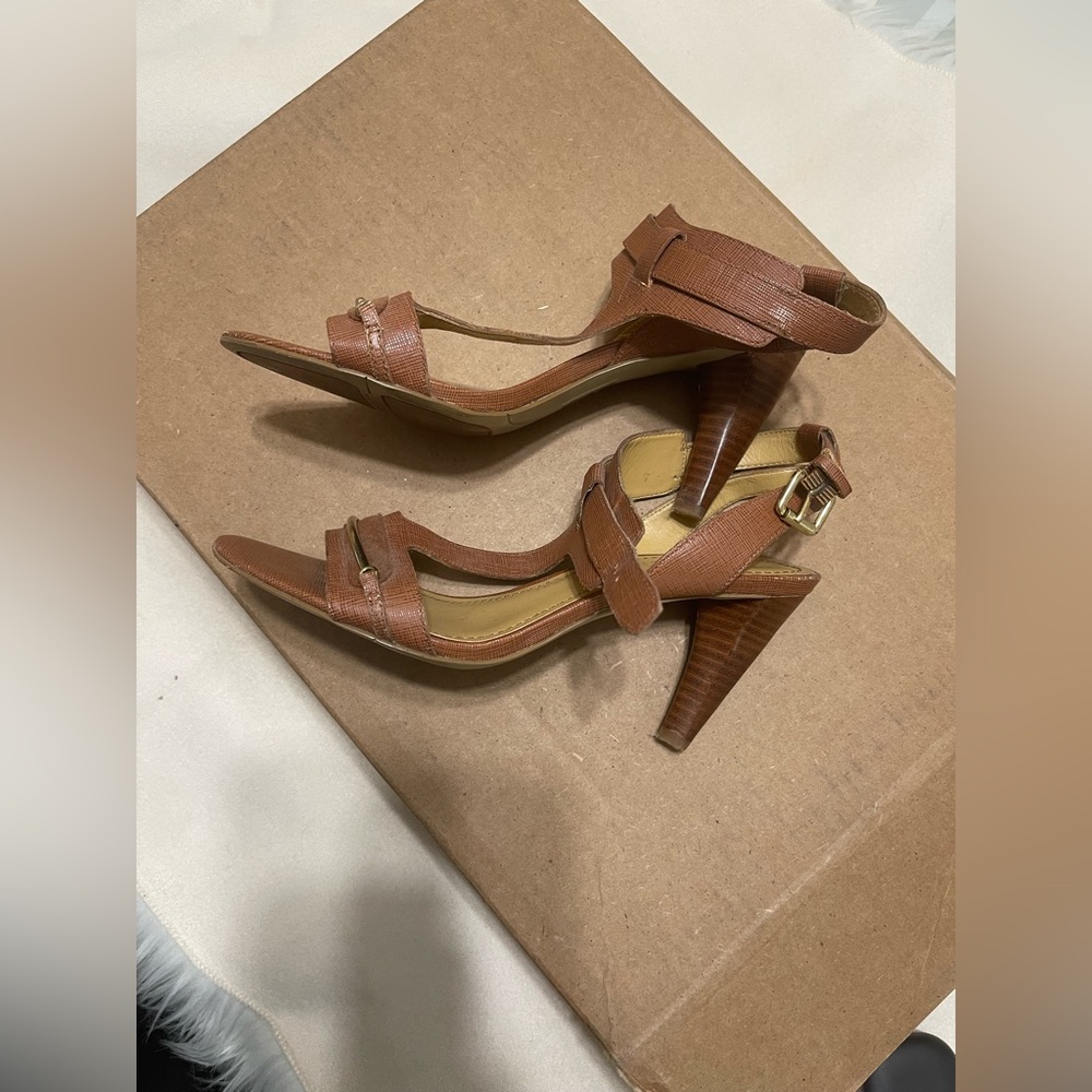 Nine West Tan Strappy Heels